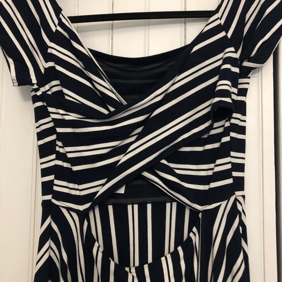 LOFT navy striped dress - Picture 2 of 2